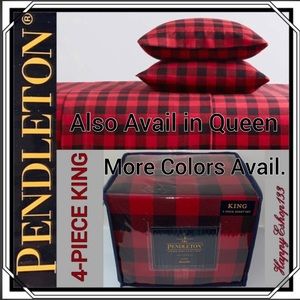 Pendleton 100% Cotton Flannel Sheet Set,King,Red